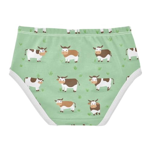 Wusikd Cute Cartoon Cow Girls' Underwear Cotton Green Grass Girls Briefs Soft Toddler Underwear 2T2
