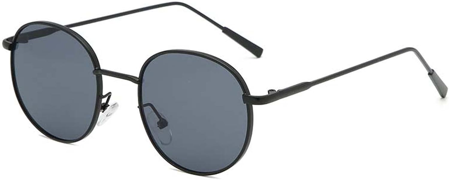 Hip Hop Metal Round Frame Retro Sunglasses, Outdoor Vacation Beach Glasses for Men and For Women (