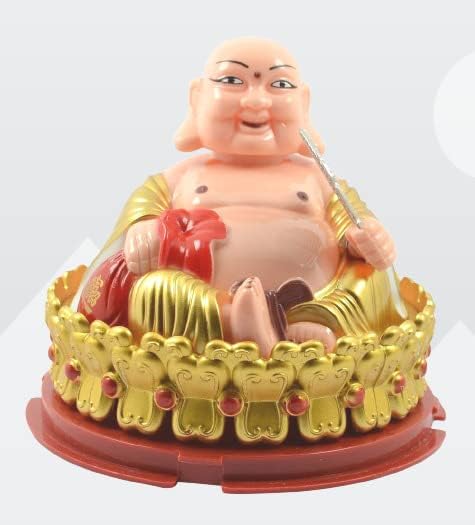 プラスチック ソーラー ハッピーマン お金袋と手を振る扇風機 Mサイズ 高さ10cm オフィス装飾 車のダッシュボード ホームデコレ