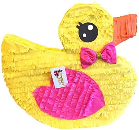 APINATA4U 17" It's a Girl Rubber Duck Pinata - Perfect for Baby Shower or Yellow Easter Celebration - Adorable Design with Pink Bow Detail for Memorable Fun!