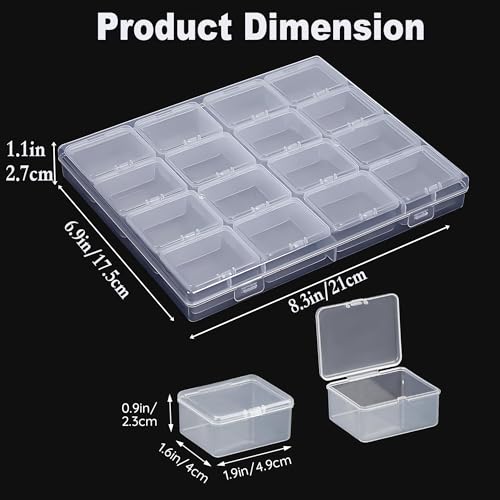 Image of Large Bead Storage Box - 16 Grids Clear Organizer, 1 Pack,Portable for Jewelry,Diamonds,Hardware,Craft Accessories Grid Plastic Box,Oil Painting Color Palette,Ring Earring Storage Box