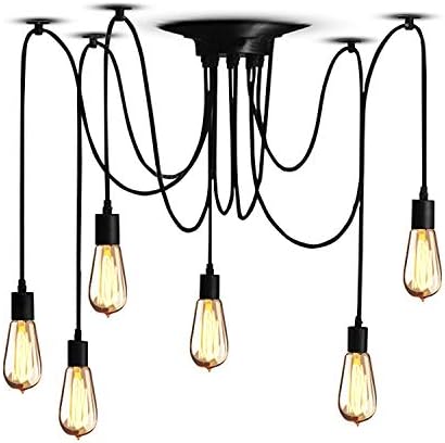 6 Heads E27 Industrial Chandelier Adjustable DIY Ceiling Spider Light Pendant Lamp