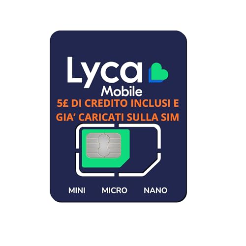 SIM 100% anonima Lycamobile UK +44, già pronta all’uso con