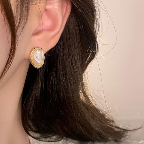 Baroque Pearl Stud Earrings For Women 14k Gold Plated Irregular Pearl Earrings Chunky Big Pearl Earrings Vintage Pearl Statement Earrings Jewelry Gift For Women3