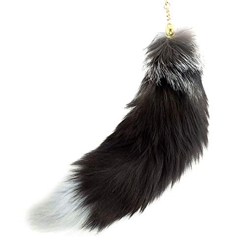 TMEEIHNSS 17" Huge Real Fox Tail Fluffy Fur Keychain Cosplay Tails Charm Accessories Handbag Tassel Ring Key Chain