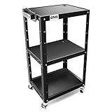 DNA Motoring 3-Layer Utility Steel AV Cart with Wheels Power Strip, 25' x 18' x 24'-42' Height Adjustable Rolling Projector Cart,TOOLS-00136
