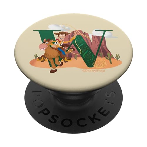 Disney and Pixar Alphabet Monogram Toy Story Letter W Woody PopSockets Swappable PopGrip, Black