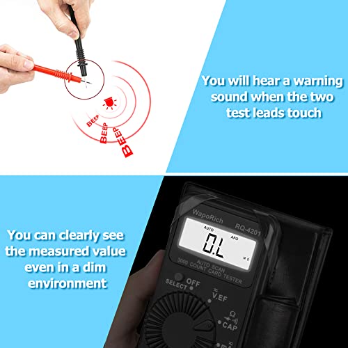 Mini Digital Multimeter 4000 Counts Auto Range Multi Tester For Ac/Dc Voltage/Current, Ohmmeter,Resistance Diodes, Continuity Buzzer Case And Battery Included Rq-4201 #TOP2