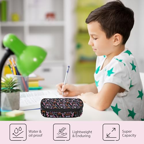Image of Horse Pencil Case, Large Capacity Pen Pencil Case for Boys Girls Teen, Kids 3 Compartments Multifunction Pencil Box with Zipper Organizer, Pencil Pouch for Back to School Students