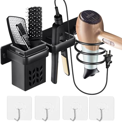 BURNTOP Hair Dryer Holder Straightener Holder Heavy duty Wall Mounted Tool