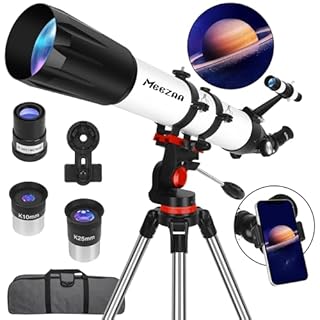 MEEZAA Telescope, Telescope for Adults High Powered Professional, 90mm Aperture 800mm Refractor Telescopes for Astronomy Beginners Fully Multi-Coated with AZ Mount Tripod & Phone Adapter & Carry Bag