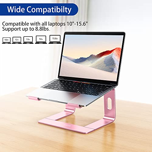 Image of BESIGN LS03 Aluminum Laptop Stand, Ergonomic Detachable Computer Stand, Notebook Riser, Laptop Mount Compatible with Air, Pro, Dell, HP, Lenovo More 10-15.6 inch Laptops, Pink