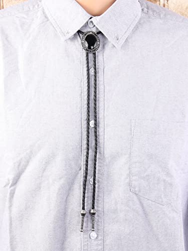 Image of Jeilwiy Bolo Tie for Men Western Cowboy Tie Necklace Gold Bolo Tie Leather Necktie Halloween Tie Accessories for Women