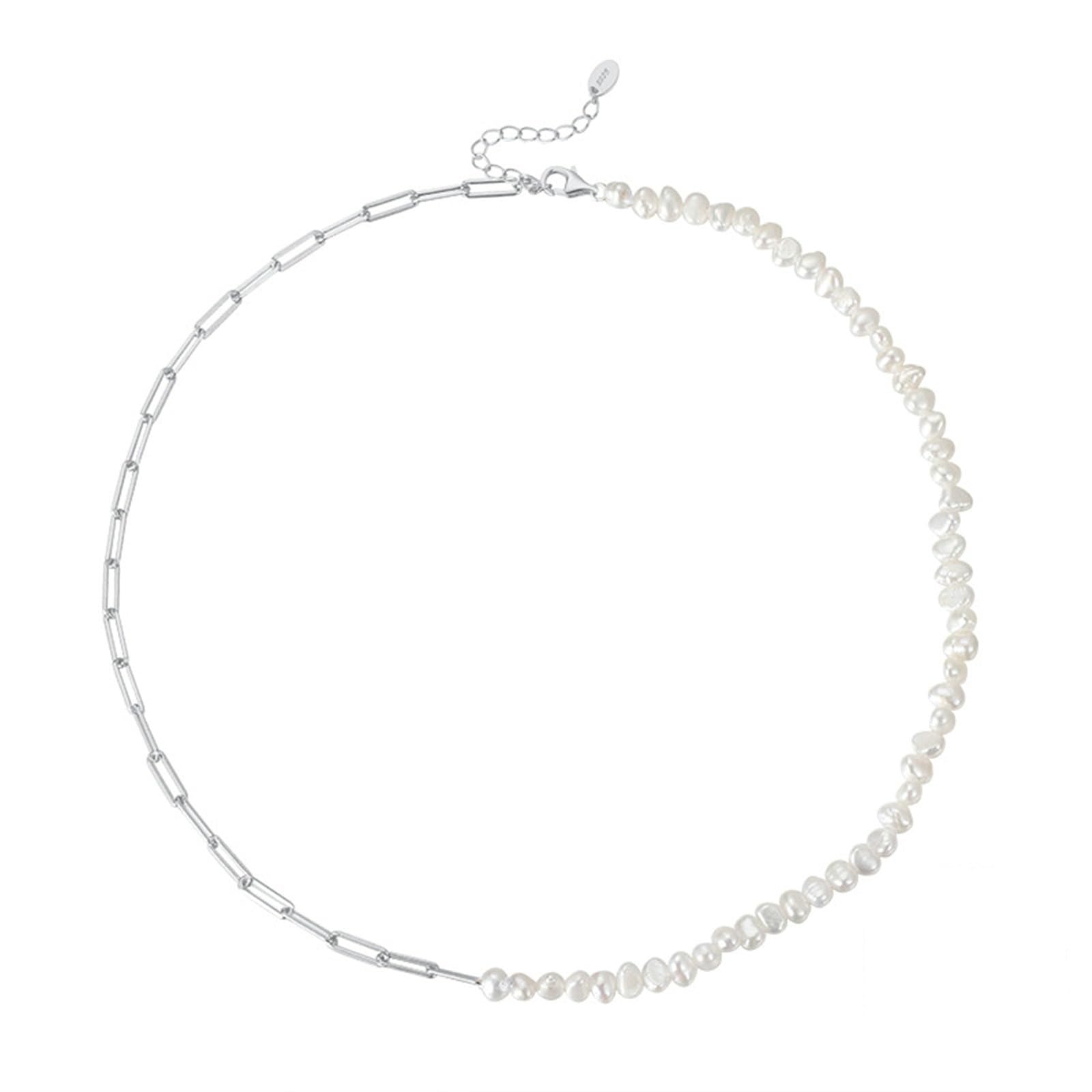 Collier anti-ternissement argent 925 trombone et perles pour peaux sensibles