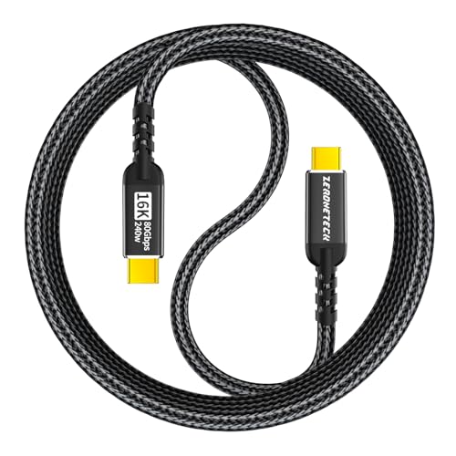 Image of ZeroneTeck USB4 80Gbps Cable for Thunderbolt 5 /4, 5Ft | 240W Fast Charging, 120Gbps Bandwidth, Dual 8K /Triple 4K Display, for Laptop, iPhone 17 /16, USB-C Monitor, Docking & SSD