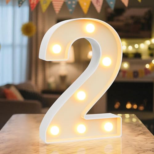 NANXU 8.86 Inch Marquee Light Up Numbers 2 for Party Decorations