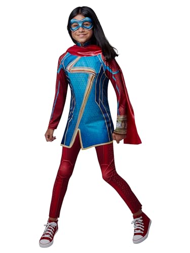 Rubies Disfraz Ms Marvel Classic para niñas, Top con detalles impresos, pantalón, antifaz y bufanda, Oficial Marvel para Halloween, Carnaval, Navidad y cumpleaños.301466-M
