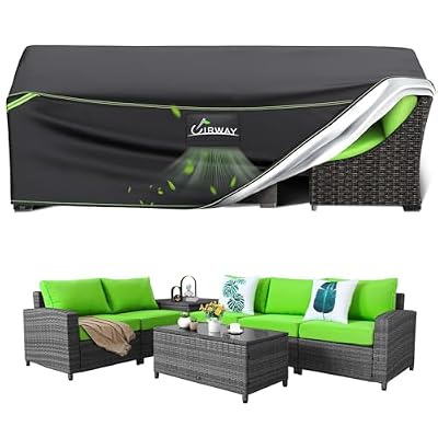 UIRWAY Patio Furniture Covers Waterproof, 96"L x 63"W x 40"H Outdoor Sectional Sofa Covers for Winter with Air Vent, 420D Heavy Duty Outdoor Coffee Table Chair Cover Rectangular with Reflective Strips