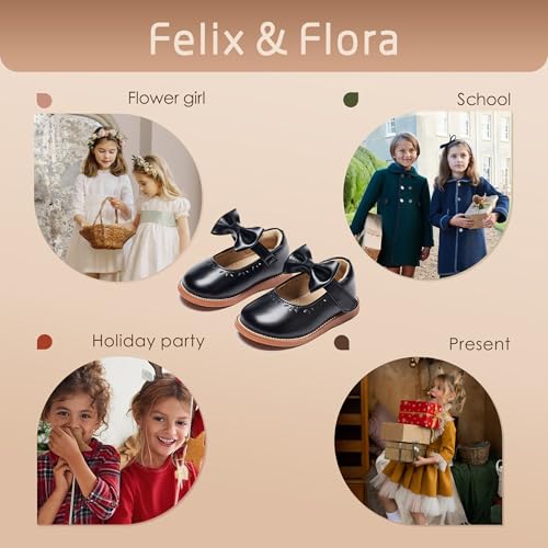 Image of Felix & Flora Toddler Little Girl Princess Dress Shoes-Mary Jane Flats for Girl Party School Shoes