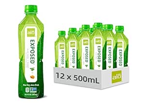 ALO Aloe Vera Juice Drink | EXPOSED - + Honey 16.9 fl oz, Pack of 12 Plant-Based with Real Pulp