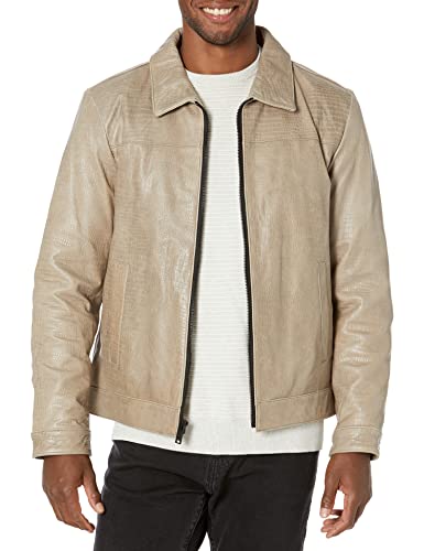 Image of DKNY Men's Real Leather Croc Embossed Jacket