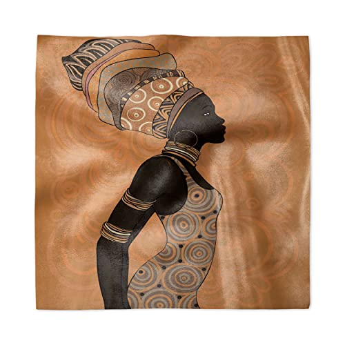 Ambesonne Decorative Napkins Set Of 4 African, Indigenous People Of Theme Local Woman In Traditional Turban And Dress, Satin Fabric For Brunch Dinner Buffet Party, 12" X 12", Persian Orange #TOP6