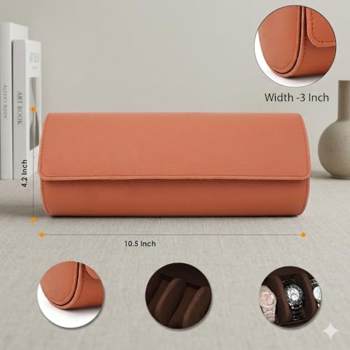 Image of essart Travel Watch Roll Case 4 Slots - Portable Luxury Watch Organizer & Storage Box for Men & Women