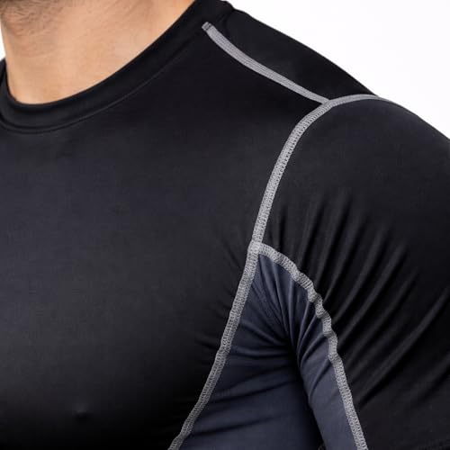 Image of NINQ Full Sleeve Compression, Workout, Round Neck, Down Shoulder T-Shirt - Men's Gym, Athletic & Sports Tights for Fitness