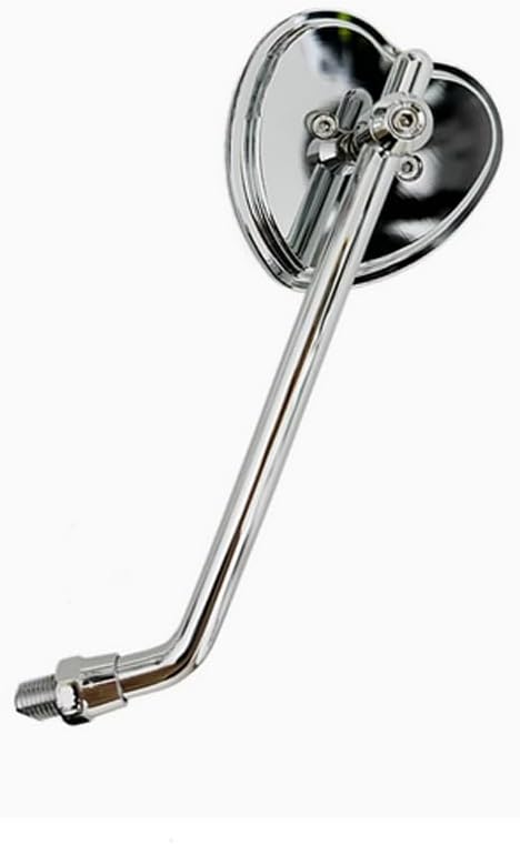 Motorcycle Long Stem Heart Rearview Side Mirrors for Honda Suzuki Kawasaki Cruiser 10mm Universal Mirror (Black)