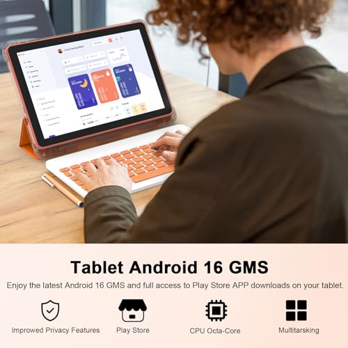 Image of CUPEISI 10 inch Android 15 Tablet, 20GB RAM+128GB ROM /2TB Expandable for Tablet PC, 2 in 1 with Keyboard, 2.0GHz Quad Core HD CPU, Google 5G WiFi 6 BT 5.0 Certified
