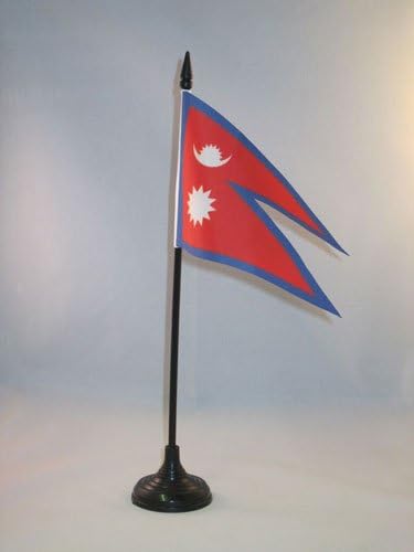 AZ FLAG, Nepal Table Flag 4'' x 6'', Nepalese Office Mini Banner 100% Polyester 15 x 10 cm