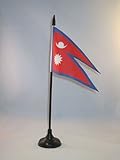 Material : Poliester 100D AZ FLAG Bandera de Mesa de Nepal 15x10cm - BANDERINA de DESPACHO NEPALÍ 10 x 15 cm