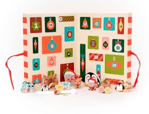 Mr. Wonderful Calendario De Adviento Con 24 Sorpresas Llaveros, Sellos, Gomas, Pegatinas, Minilibretas, Muñequitos 3d Y Bolígrafo Bo-Bo Regalo Original De Navidad