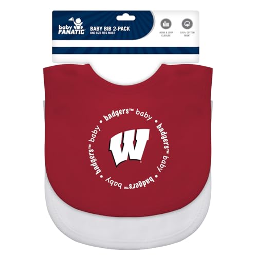 Baby Fanatic Officially Licensed Unisex Baby Bibs 2 Pack - NCAA Wisconsin Badgers Baby Apparel Set2