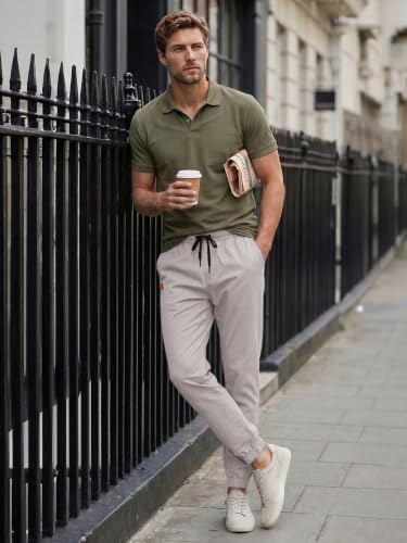 Image of JMIERR Mens Cotton Stretch Joggers Casual Twill Athletic Track Pants