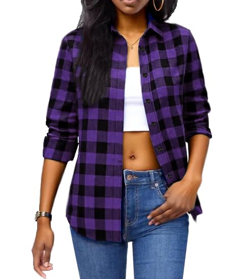 Chemise à carreaux en flanelle de buffle femme manches longues : finie la sensation de froid