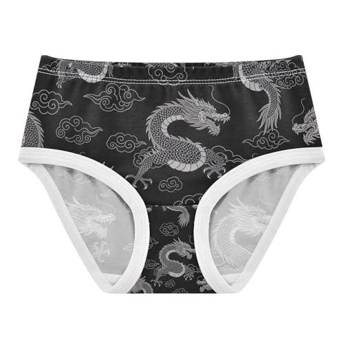 Toddler Girl Panties, Dragons Cloud Black Cotton Girls Underwear, 2–8 Years