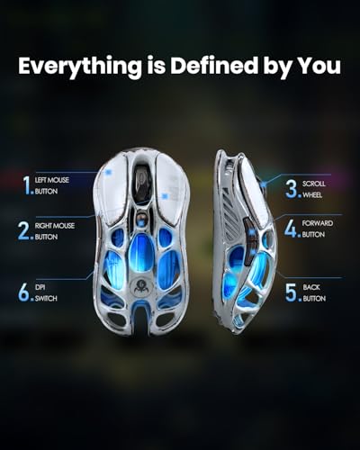 Topo da Gioco Mercury M1 Pro, 26.000 DPI, 78g di Design Scavato Leggero, 5 Pulsanti Programmabili, 5 Modalità Dynamic LightSync RGB (Misteia d'argento) - Mouse gaming - Immagine 6