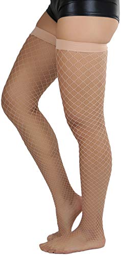 Image of ToBeInStyle Women's Vibrant Large Net Fishnet Thigh High Elastic Nylon Novelty Stockings
