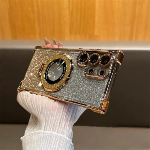 Coque Samsung S23 Plus Or de luxe pailletée à placage magnétique puissant