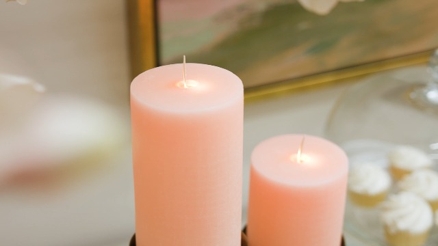Image of Luminara Flameless LED Battery Operated Flickering Pillar Candles, Mellow Peach Pack of 1 3 inch x 4.5 inch, Realistic Moving Flame Real Wax Indoor /Outdoor