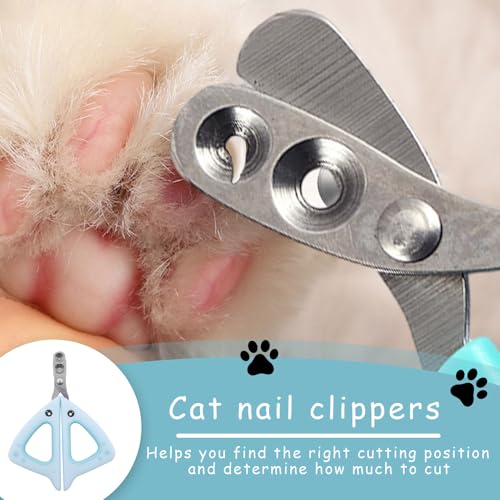 Krallenschere Katzen Schere für Anfänger toll geeignet,Nagelknipser für Katzen,Krallenschere Katzen mit Schutz,Sicherheits Edelstahl Katzennagelschneider für Kleine Hunde Welpen Katzen Mit Datei