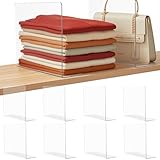 Lebouri Shelf Dividers for Closet Organization: 10" Tall x 12" Deep Acrylic Closet Shelf Dividers for Clothes Sweater Purse - Clear Closet Organizers and Storage Separators for Shelves