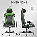 Devoko Ergonomischer Gaming Stuhl mit 5-Stufen Lordosenstütze, Schwerlast Bürostuhl 200kg mit Fußstütze für große & schwere Personen, Breiter Sitz, PC Schreibtischstuhl, Grün