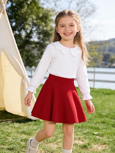 Image of 12M-14Y Toddler Baby Girls Peter Pan Collar Blouse Kids Girl Solid Color Puff Sleeve T-Shirts Casual Tee Tops