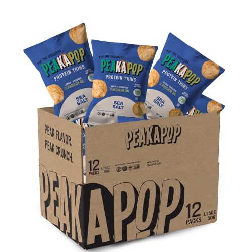 Peakapop Protein Thins - Lentil and Chickpea chips - 12pk - Sea Salt