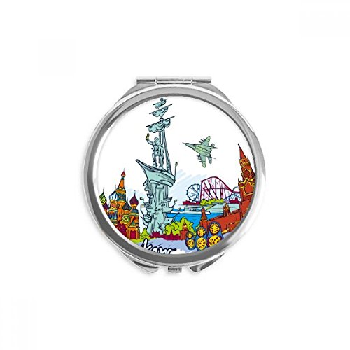 Miroir de maquillage cathédrale artisanat portable multicolore 2.6"
