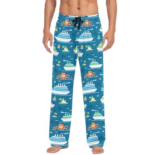 Mens Pajama Pants Cruise Ships Ocean Men's Pajama Bottoms Soft Cotton Sleep Pjs Lounge Pants XL2