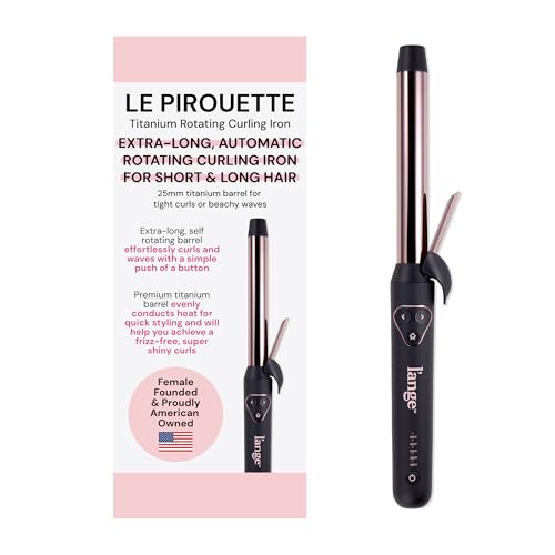 LANGE HAIR Le Pirouette 25MM Titanium Rotating Curling Iron Self-Rotating Curler | Curls and Waves for Beginners and Pros | Premium Titanium 1 Inch Barrel | Black