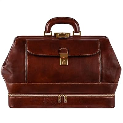 Time Resistance Borsa da Medico Vintage Realizzata in Italia da Esperti Artigiani – Ampia Base Portadocumenti – Borsa Medico Donna per Laptop da 13 Pollici (Marrone)